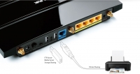 Duální multifunkční USB porty pro  ukládání a sdílení, síť pro hosty