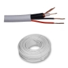 Kombinovaný koaxiální kabel RG59 s párem vodičů 2x 1.1mm, při připojení analog. kamery s IR max.do 60m, 75 ohm, útlum 5MHz 3dB/100m, jádro Cu prům.0.81 mm, plášť PVC prům.max.10 mm, dielektrikum FPE prům.3.7 mm, stínění Cu > 90%, barva bílá 